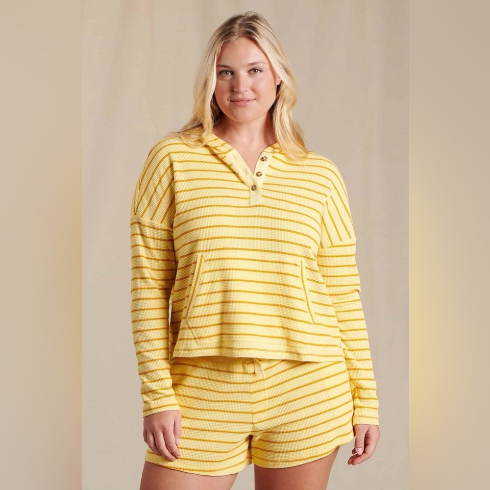 toad & co foothill organic cotton blend pullover striped hoodie